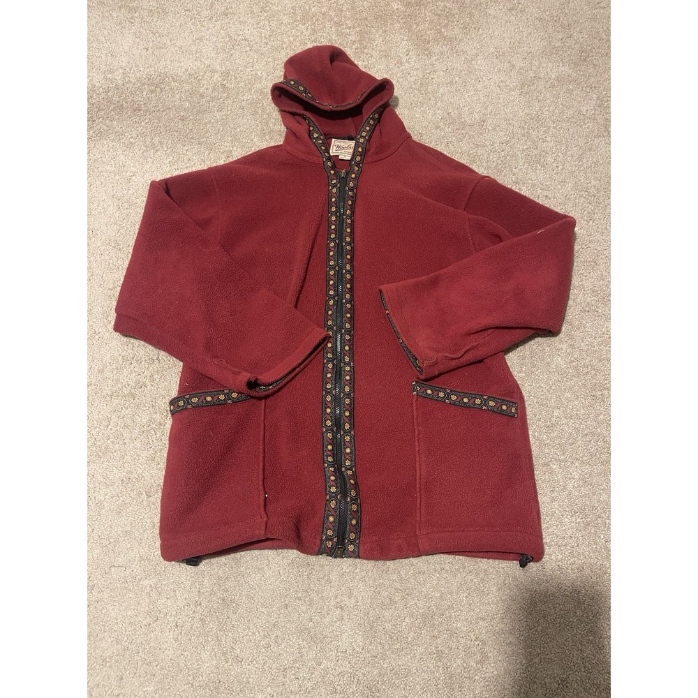 VTG Woolrich Polartec Fleece Red Gnome Coat Size Medium Made In USA